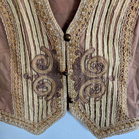 Size 10 –  Embroidered Cotton Vest in Tan - Picture 2 of 5